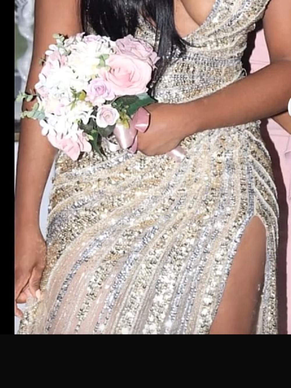 Jovani Gold and Silver Sequin Prom Dress
